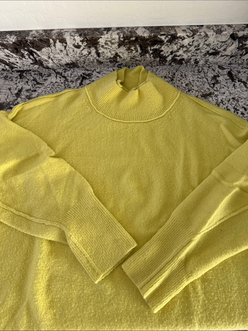 Free People Afterglow Turtleneck Sweater in Citron - Size S